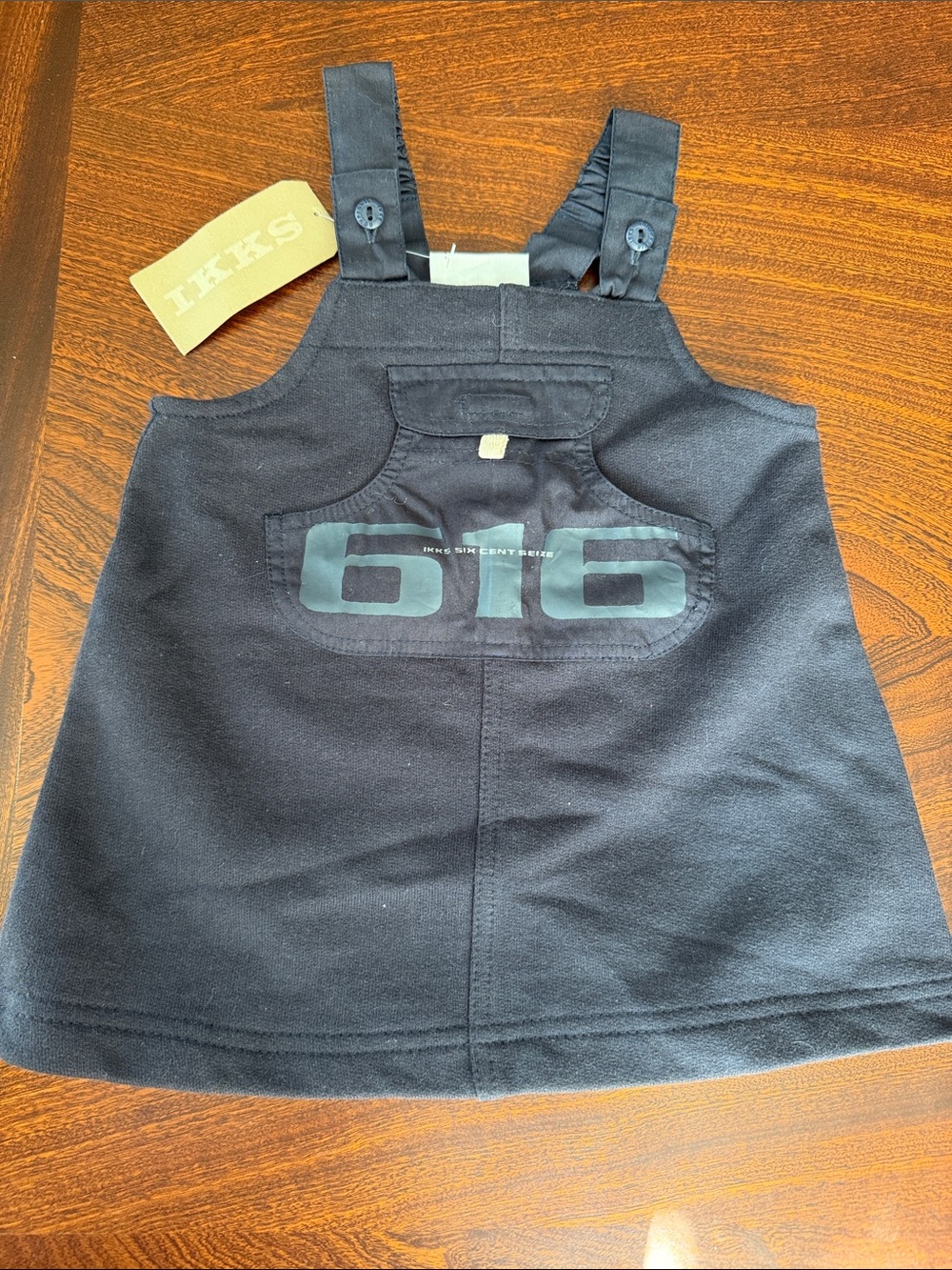 Ikks Black blue  Pinafore with Button Strap dress size 6 months